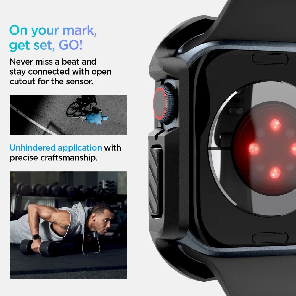 „Spigen Tough Armor“ dėklas, skirtas „Apple Watch 10“ (46 mm) (juodas)