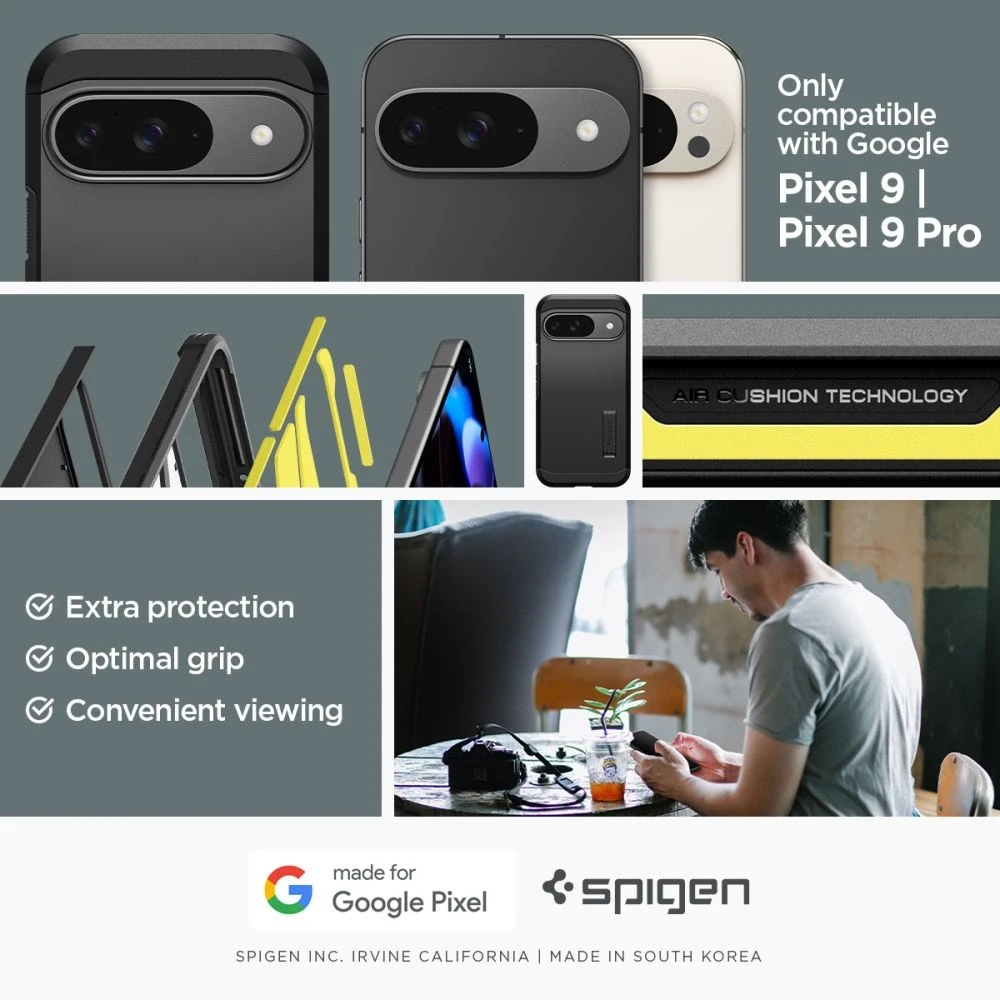 Spigen Tough Armor – dėklas skirtas Google Pixel 9 / 9 Pro Juodas