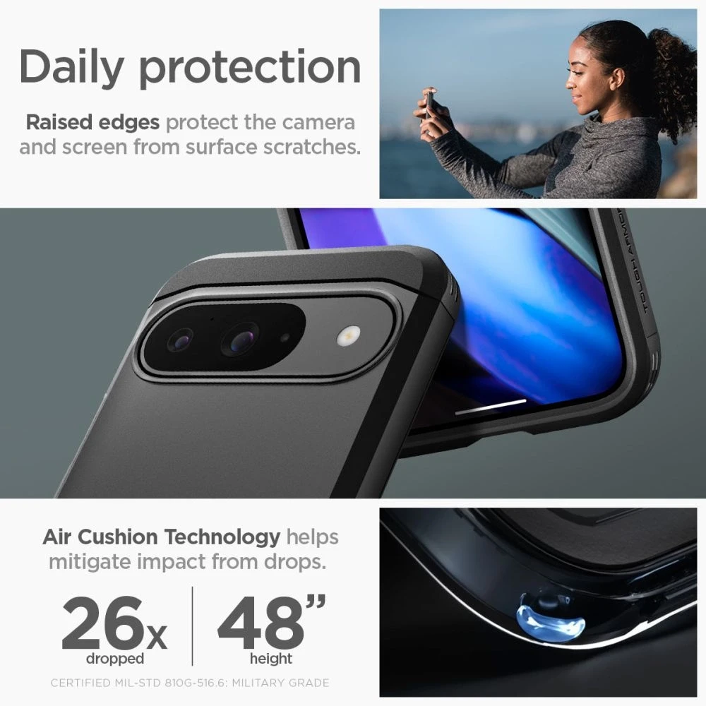 Spigen Tough Armor – dėklas skirtas Google Pixel 9 / 9 Pro Juodas