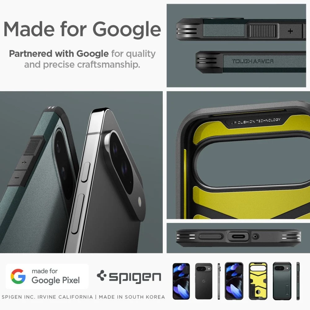 Spigen Tough Armor – dėklas skirtas Google Pixel 9 / 9 Pro Abyss Žalias