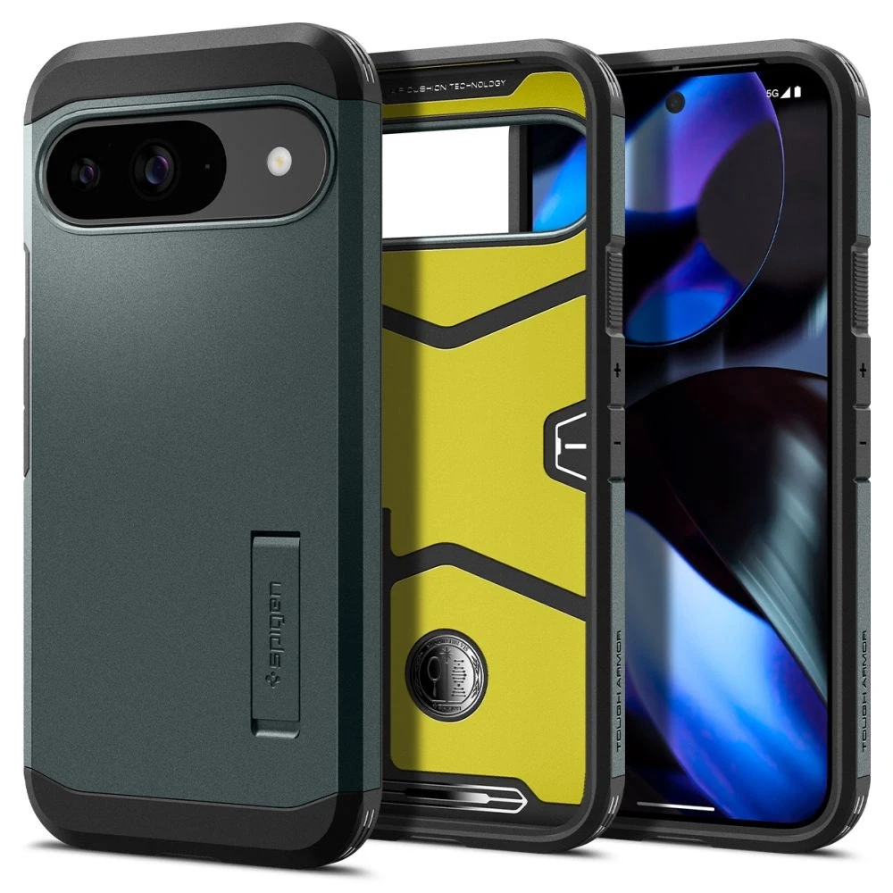 Spigen Tough Armor – dėklas skirtas Google Pixel 9 / 9 Pro Abyss Žalias