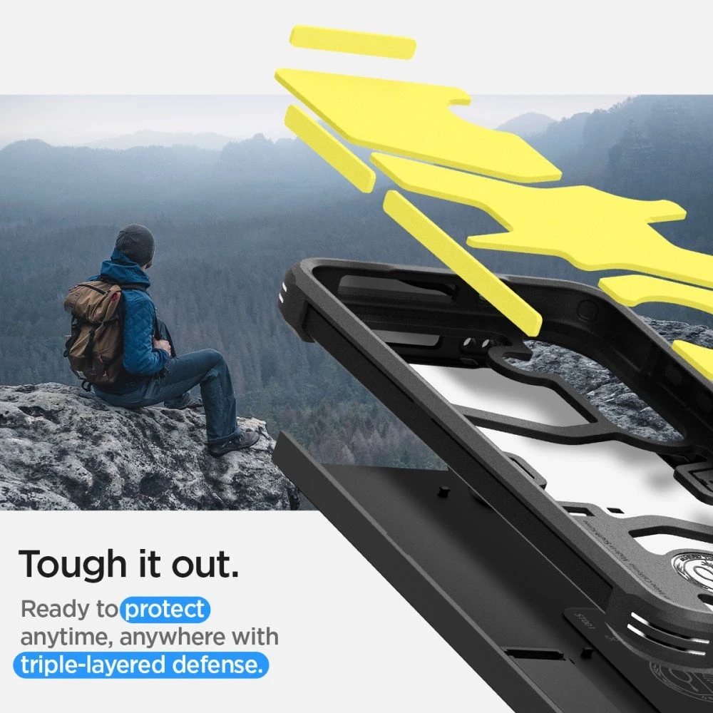 Samsung Galaxy S24 Spigen Tough Armor telefono dėklas juodos spalvos