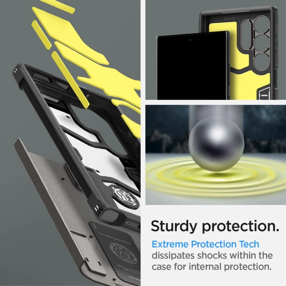 Spigen Tough Armor – dėklas skirtas Samsung Galaxy S24 Ultra Gunmetal