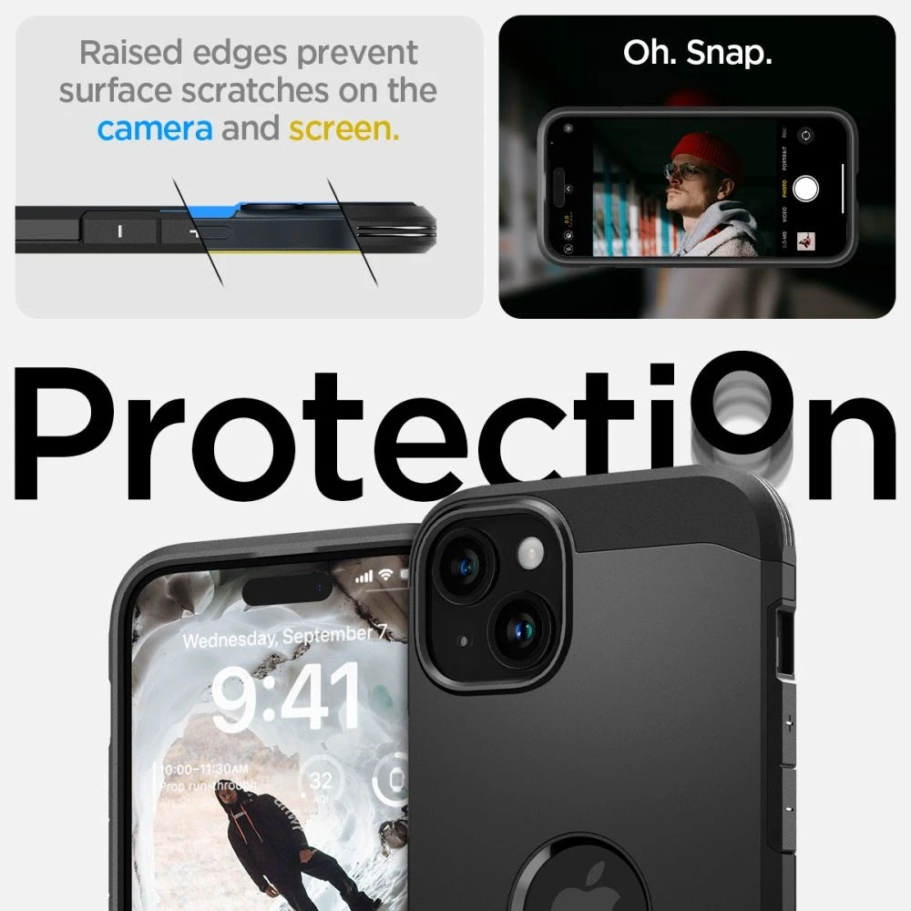 Apple iPhone 15 Spigen Tough Armor Mag MagSafe telefono dėklas juodos spalvos