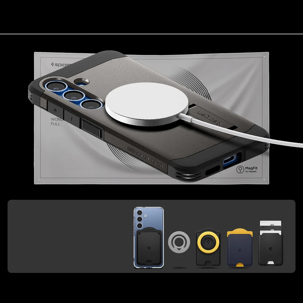 Spigen Tough Armor MagSafe – dėklas skirtas Samsung Galaxy S25 Gunmetal