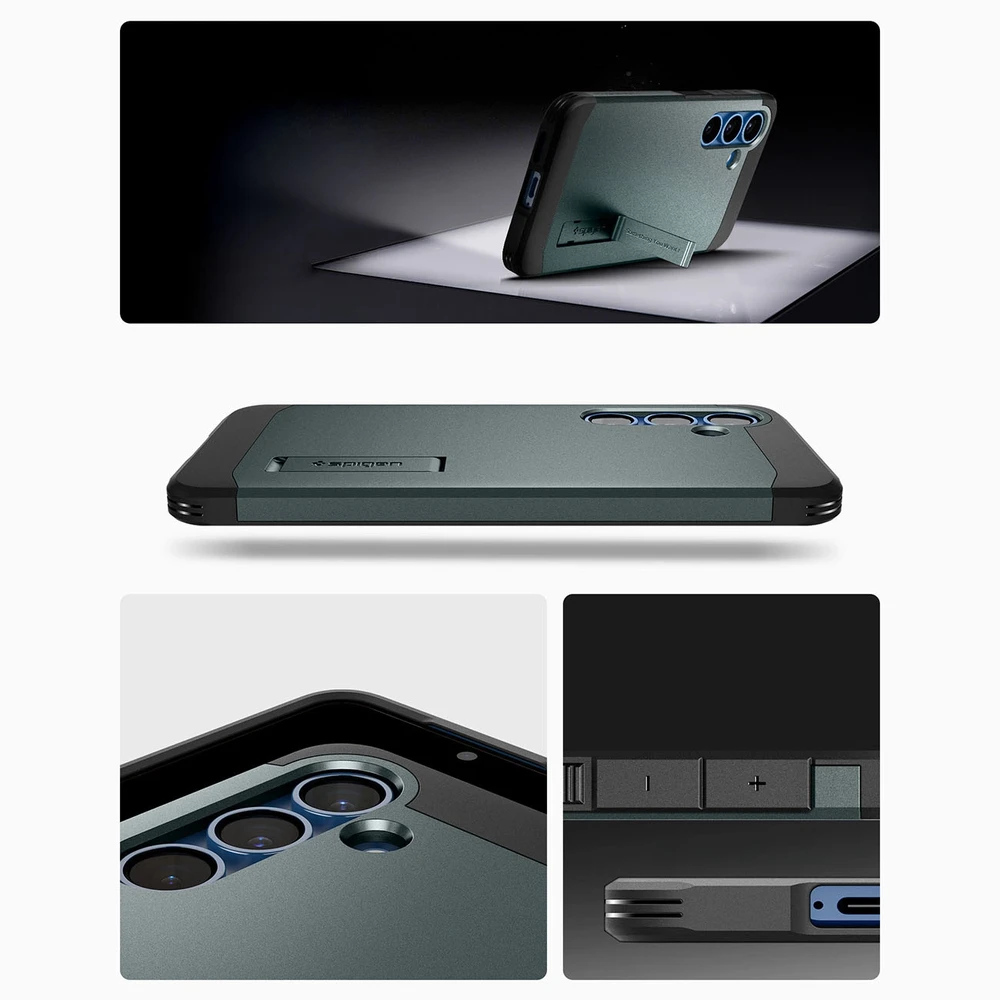 Spigen Tough Armor MagSafe dėklas skirtas Samsung Galaxy S25 – žalios spalvos
