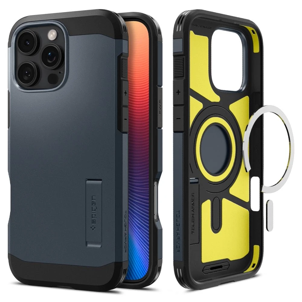 Dėklas „Spigen Tough Armor MagSafe“, metalinis skalūno spalvos – „Apple iPhone 16 Pro“