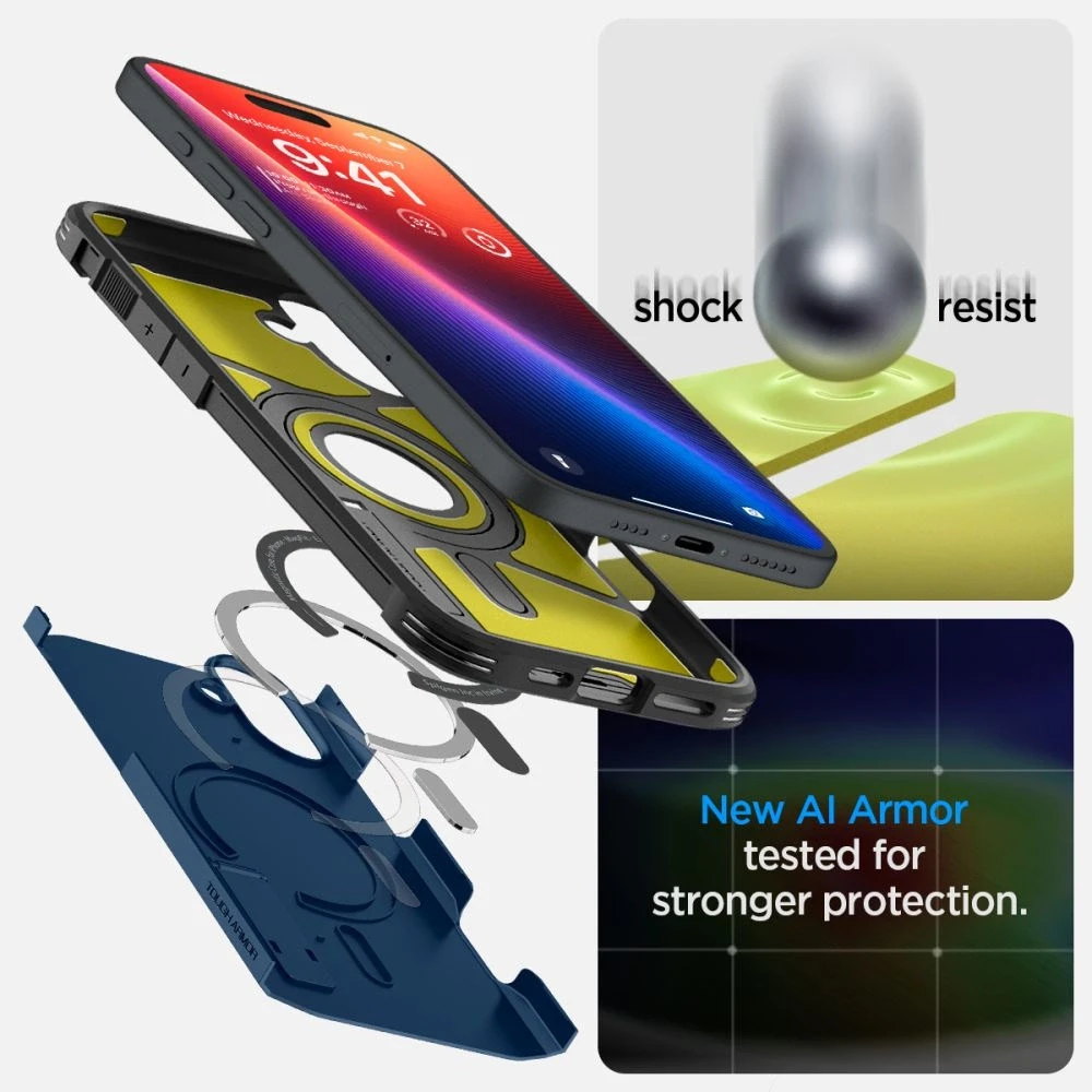 Dėklas „Spigen Tough Armor MagSafe“, tamsiai mėlynas mėlynas – Apple iPhone 16
