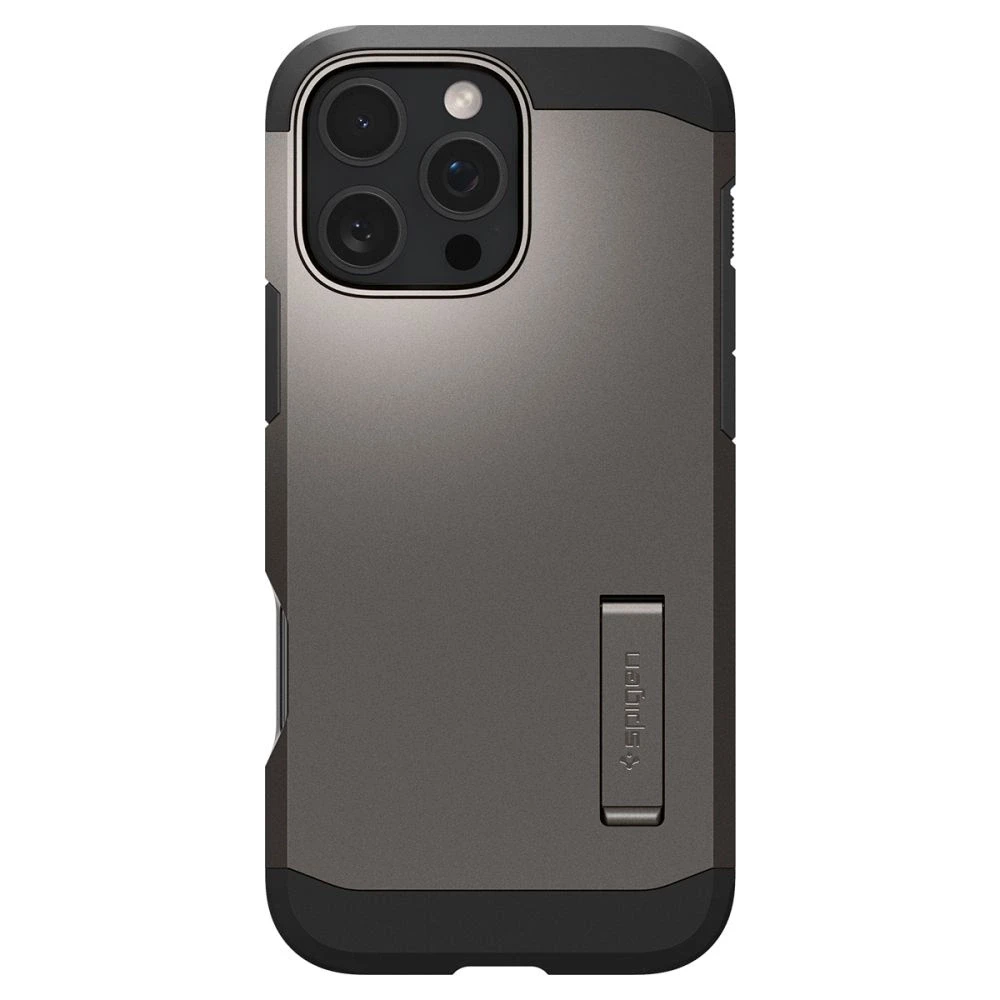 Spigen Tough Armor MagSafe su stoveliu Apple iPhone 16 Pro Max – dėklas telefonui juodos spalvos