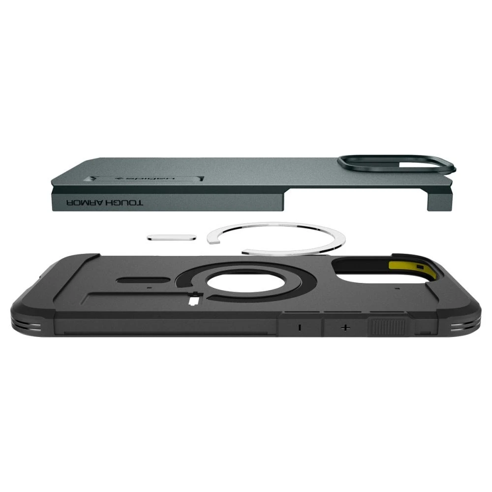 Spigen Tough Armor MagSafe su stoveliu Apple iPhone 16 Pro – dėklas telefonui žalios spalvos