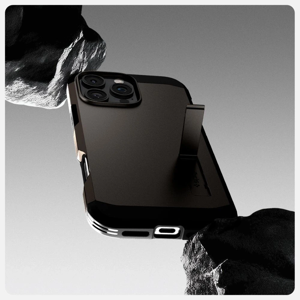 Spigen Tough Armor MagSafe su stoveliu Apple iPhone 16 Pro Max – dėklas telefonui juodos spalvos