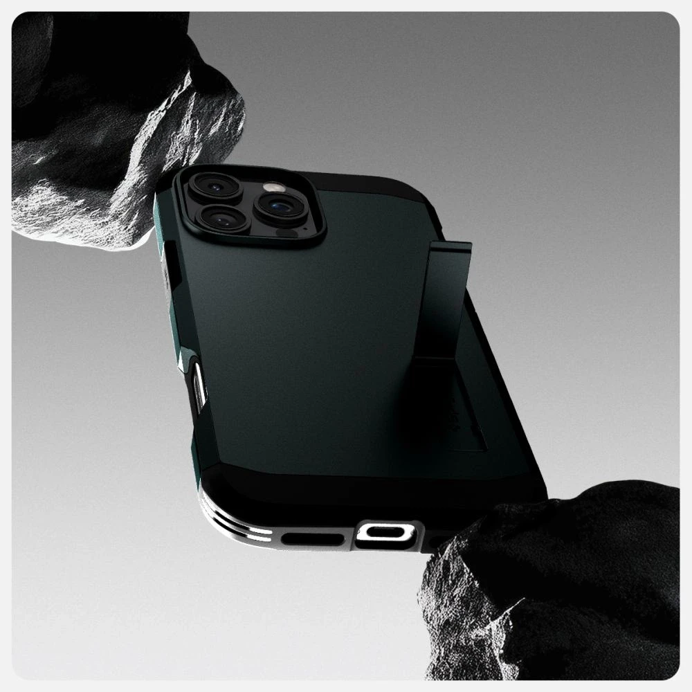 Spigen Tough Armor MagSafe su stoveliu Apple iPhone 16 Pro – dėklas telefonui žalios spalvos
