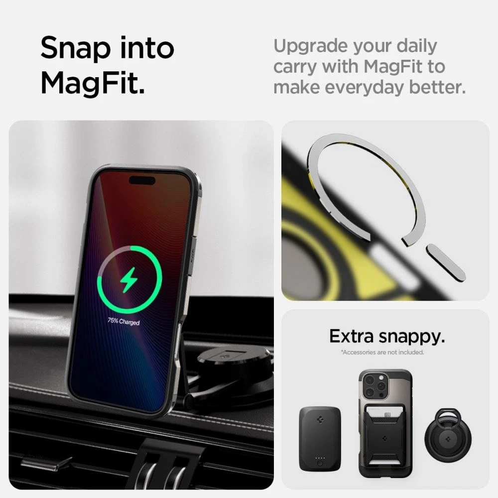 Spigen Tough Armor MagSafe su stoveliu Apple iPhone 16 Pro Max – dėklas telefonui juodos spalvos