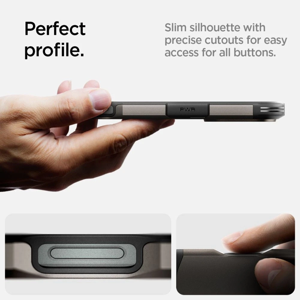 Spigen Tough Armor MagSafe su stoveliu Apple iPhone 16 Pro Max – dėklas telefonui juodos spalvos