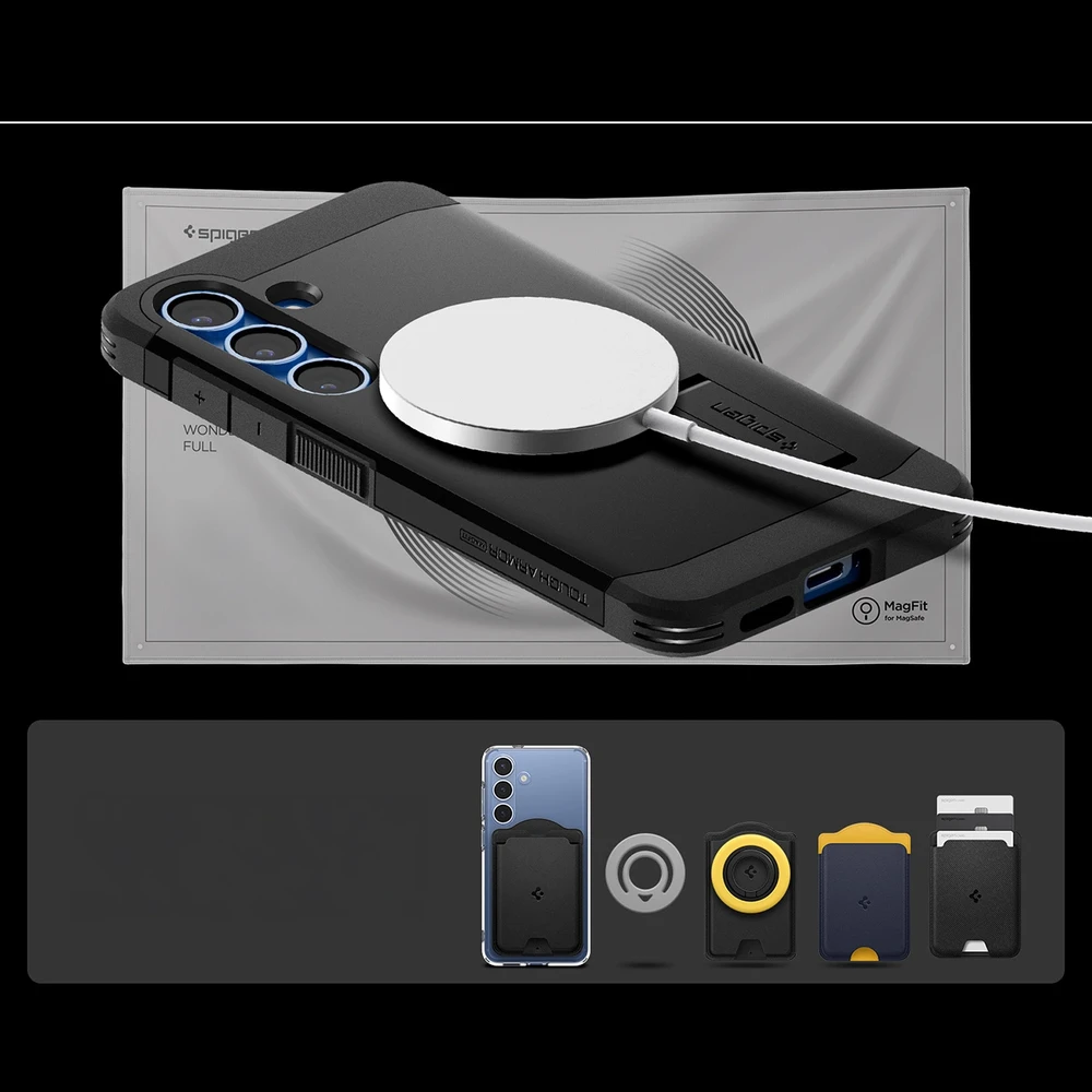 Spigen Tough Armor MagSafe – dėklas skirtas Samsung Galaxy S25+ Juodas