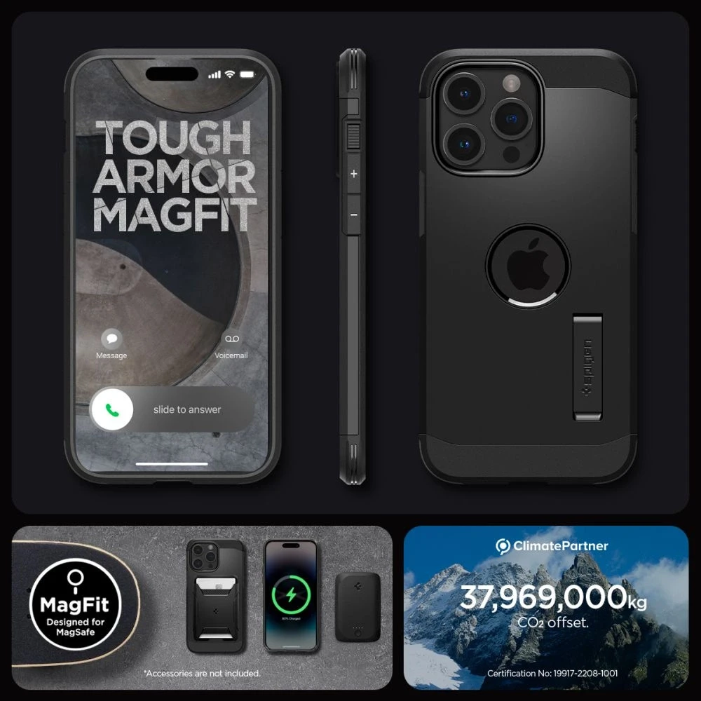 Spigen Tough Armor (MagFit) dėklas skirtas Apple iPhone 15 Pro Max, spalva - Juoda