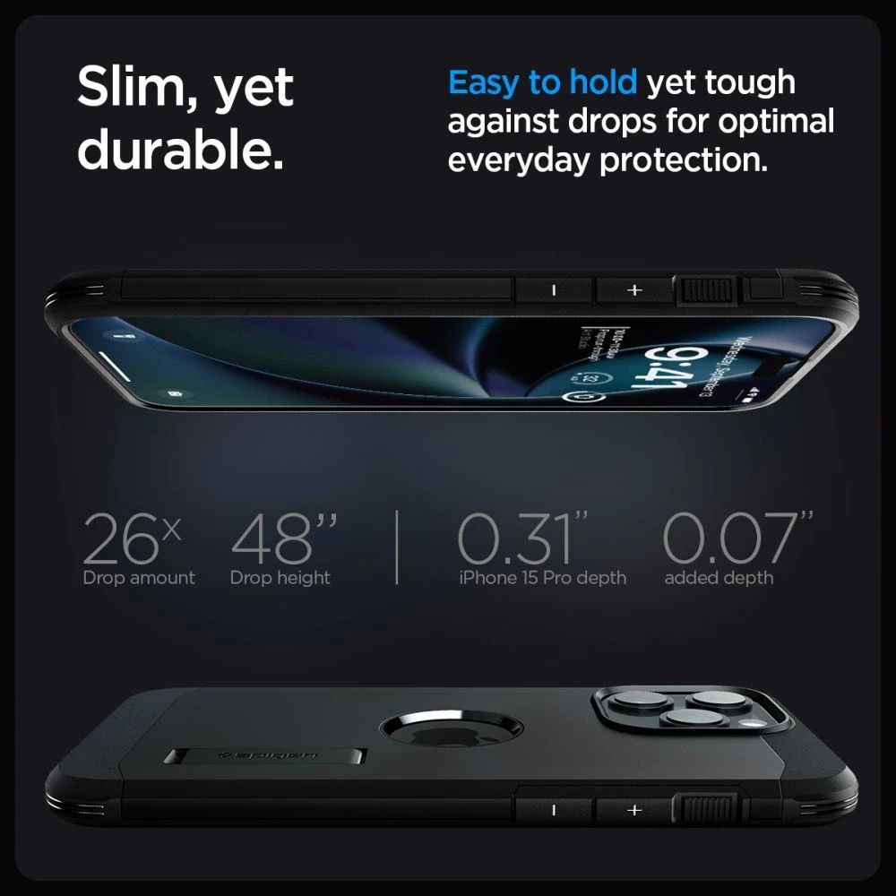 Spigen Tough Armor (MagFit) dėklas skirtas Apple iPhone 15 Pro Max, spalva - Juoda