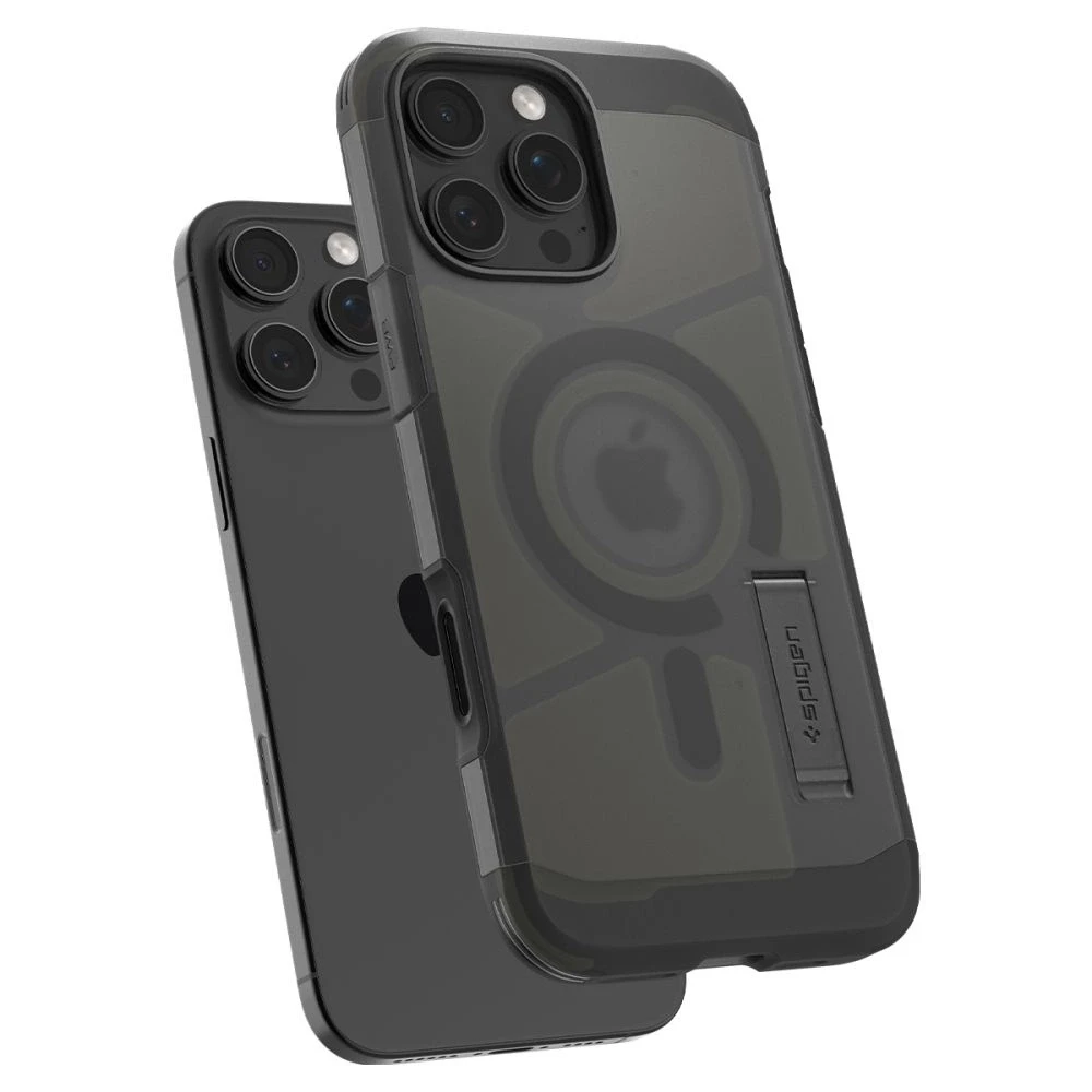 „Spigen Tough Armor“ „T“ MagSafe iPhone 16 Pro Max apsauginis dėklas, juodas