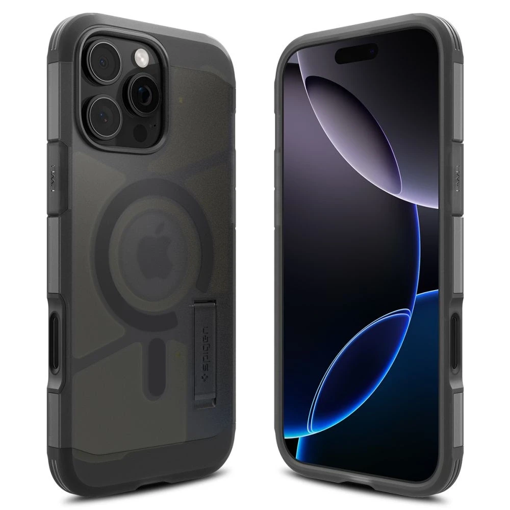 „Spigen Tough Armor“ „T“ MagSafe iPhone 16 Pro Max apsauginis dėklas, juodas