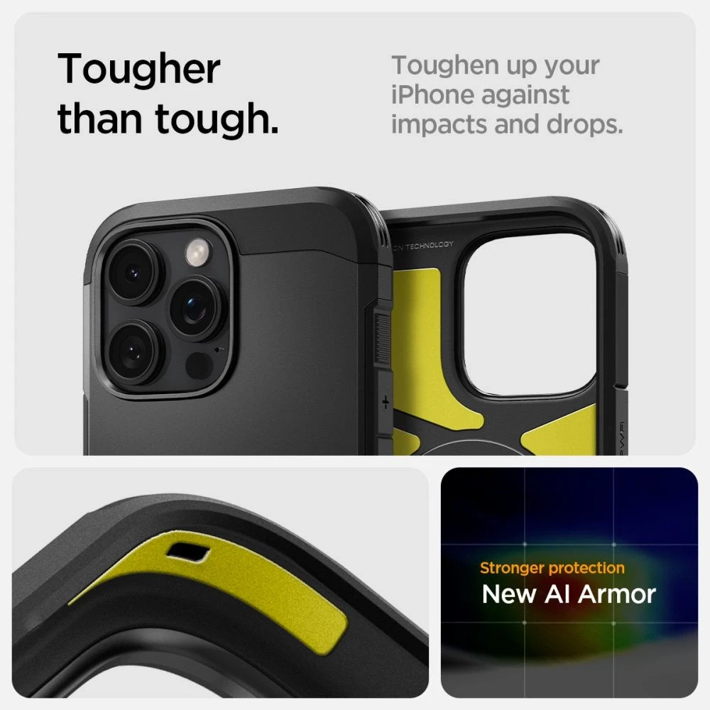 Apple iPhone 16 Pro Spigen Tough Armor „T” Mag MagSafe dėklas telefonui juodos spalvos
