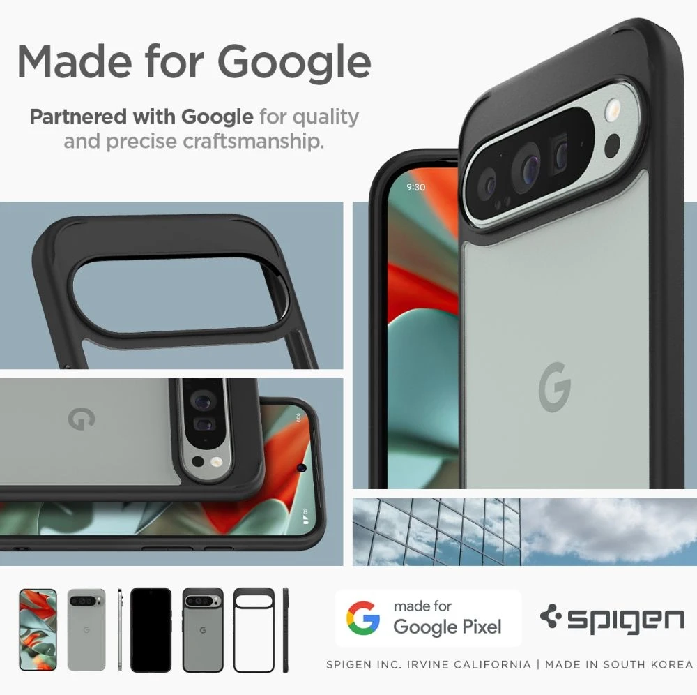 Google Pixel 9 Pro XL Spigen Ultra Hybrid Matte dėklas telefonui juodos spalvos