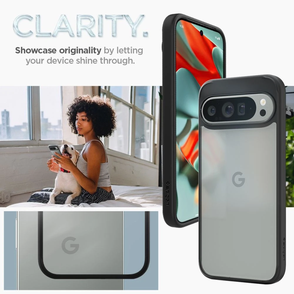 Google Pixel 9 Pro XL Spigen Ultra Hybrid Matte dėklas telefonui juodos spalvos