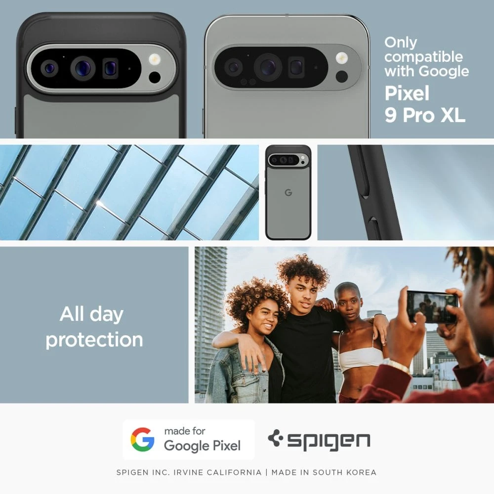 Google Pixel 9 Pro XL Spigen Ultra Hybrid Matte dėklas telefonui juodos spalvos
