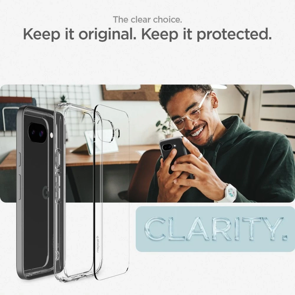 „Spigen Ultra Hybrid“ dėklas, skirtas „Google Pixel 9A“ – skaidrus