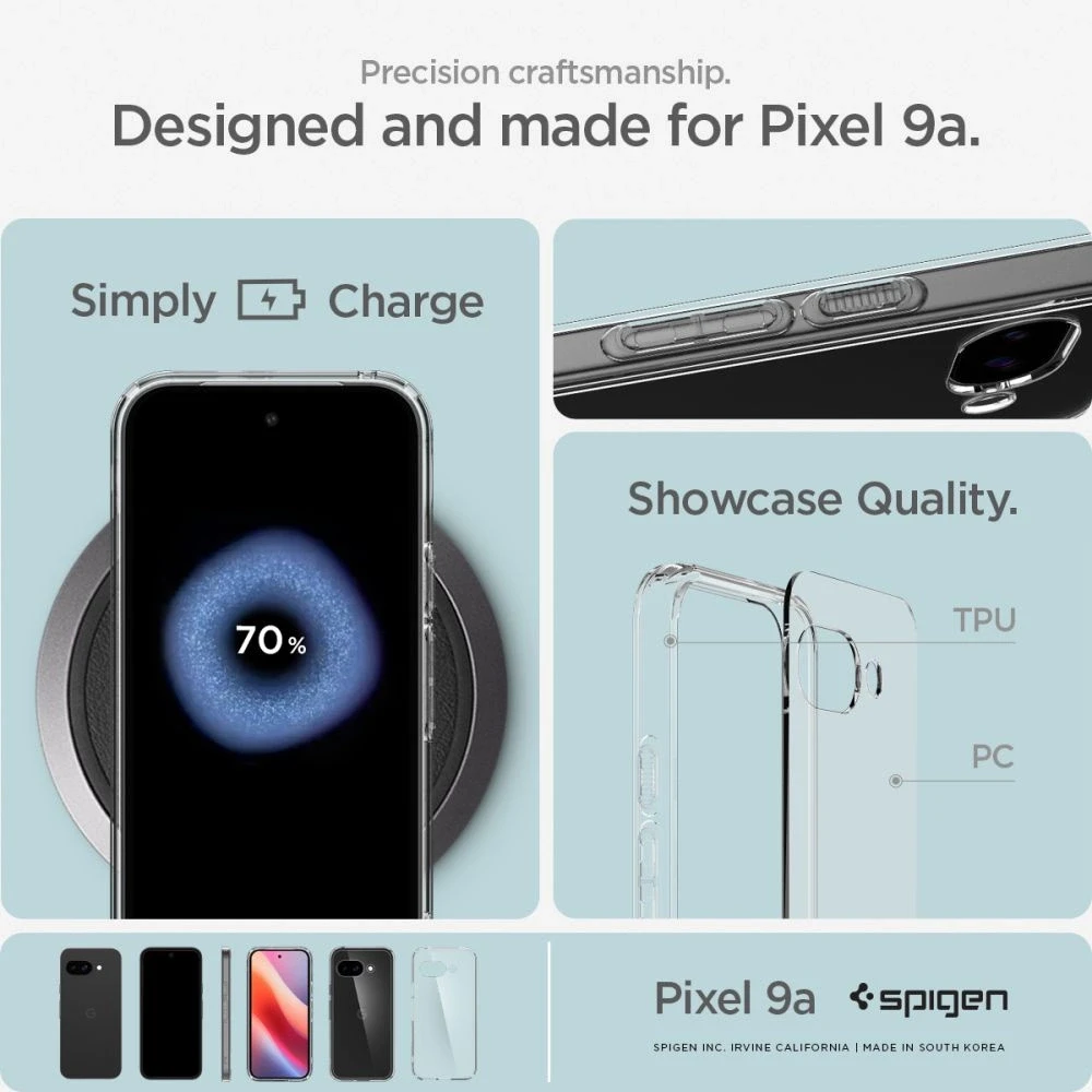 „Spigen Ultra Hybrid“ dėklas, skirtas „Google Pixel 9A“ – skaidrus