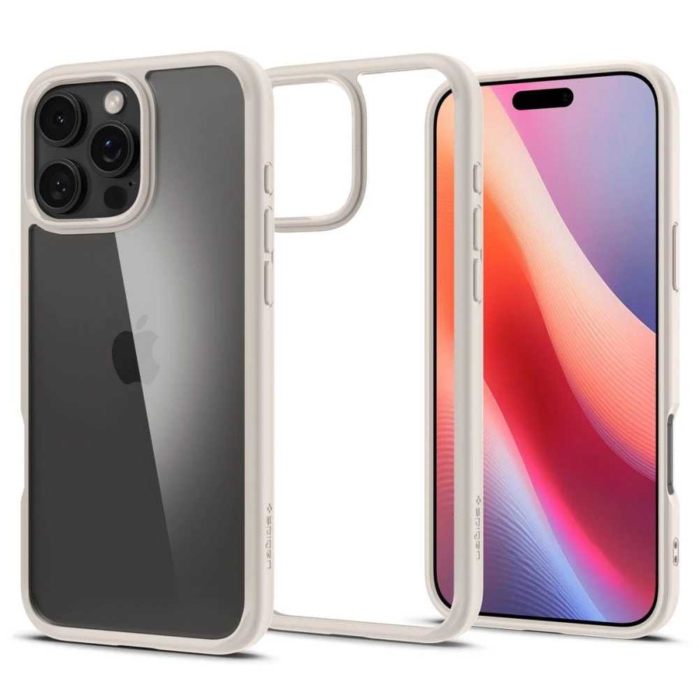 Dėklas „Spigen Ultra Hybrid“, natūralus titanas – „Apple iPhone 16 Pro“