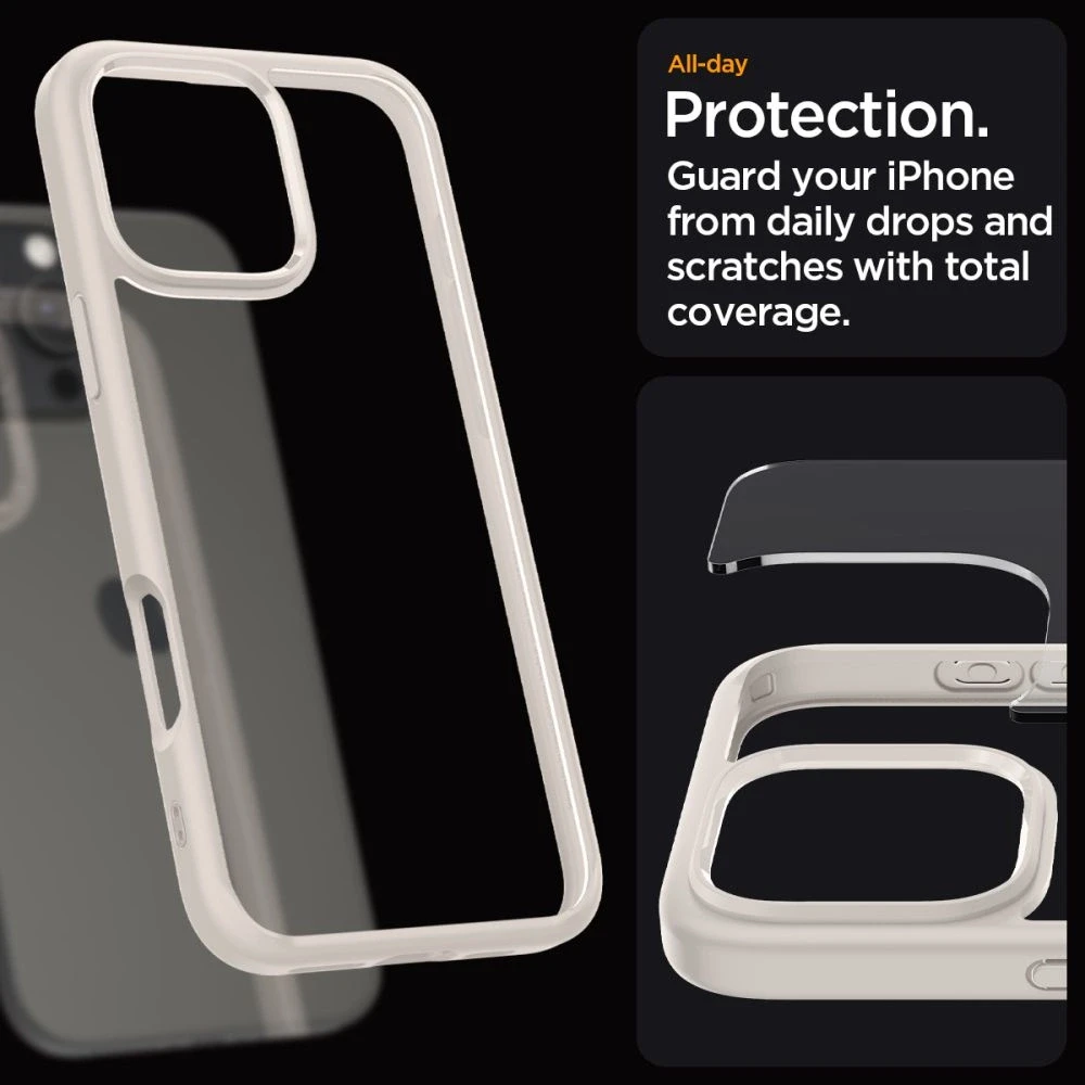 Dėklas „Spigen Ultra Hybrid“, natūralus titanas – „Apple iPhone 16 Pro“