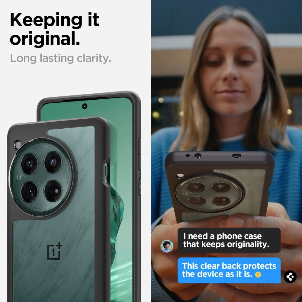 OnePlus 12 Spigen Ultra Hybrid Crystal telefono dėklas juodos spalvos