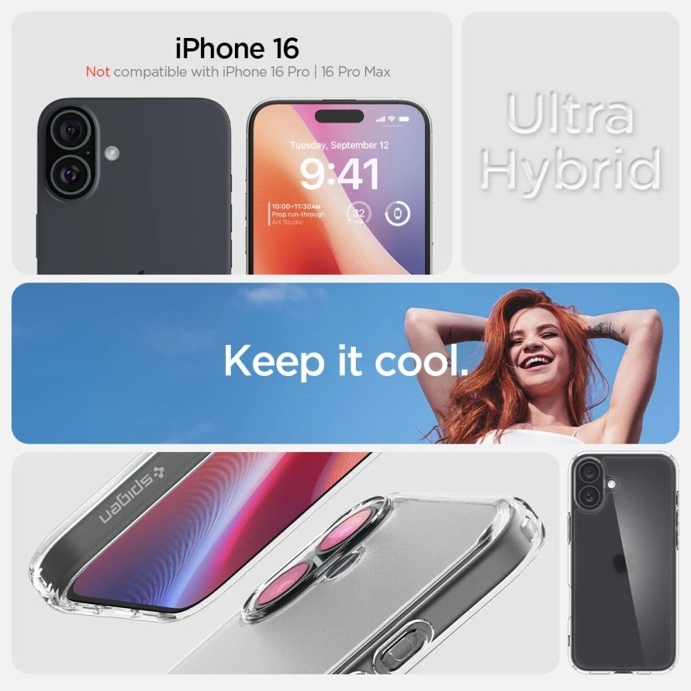 Spigen Ultra Hybrid MagSafe Apple iPhone 16 – dėklas telefonui skaidrus