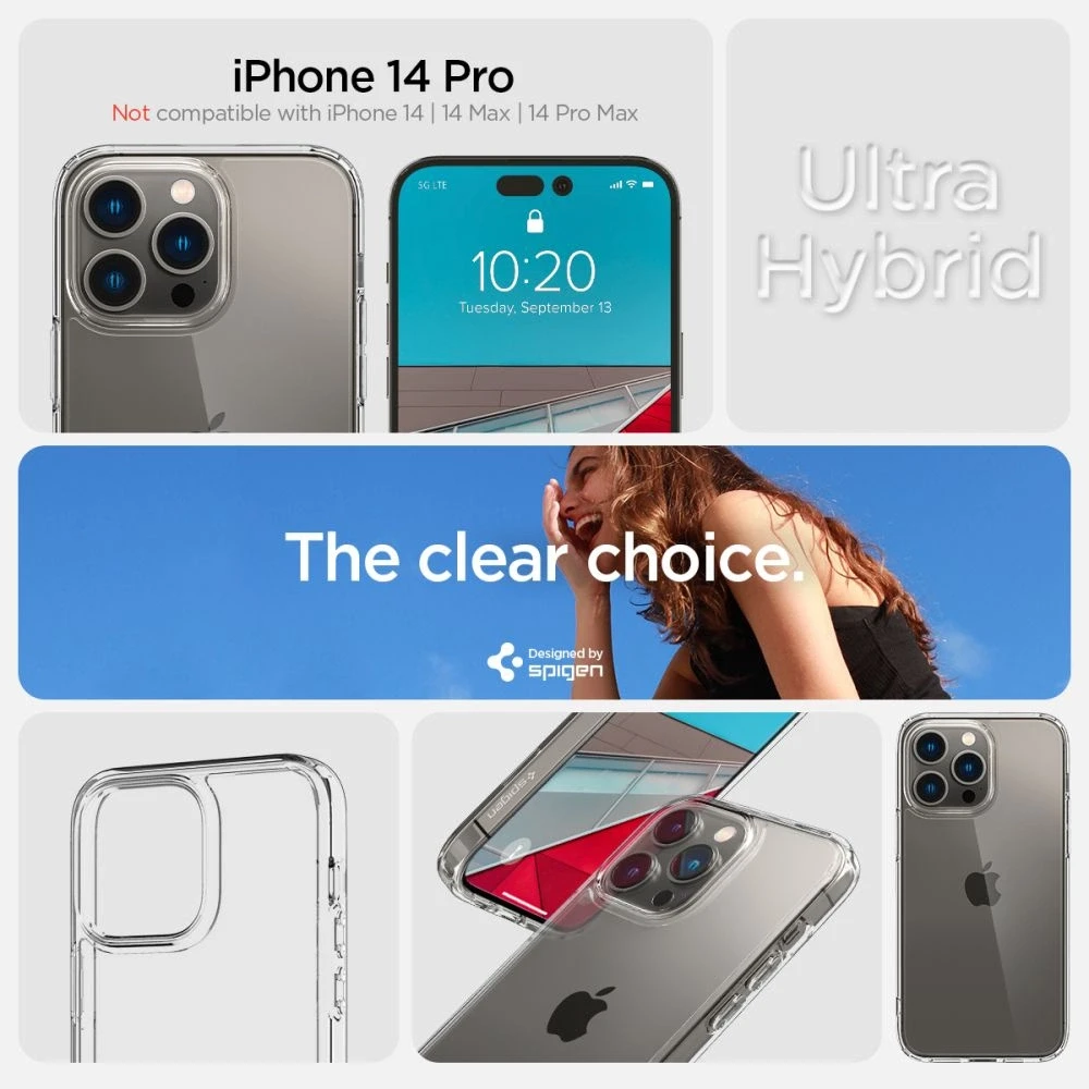 Spigen Ultra Hybrid dėklas skirtas Apple iPhone 14 Pro, spalva - Crystal Clear