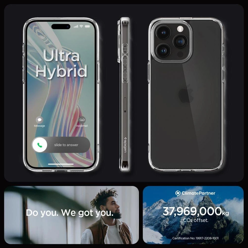 Spigen Ultra Hybrid Matte dėklas skirtas Apple iPhone 15 Pro, spalva - Frost Clear