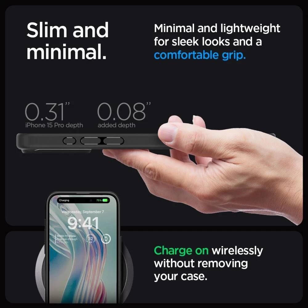 Spigen Ultra Hybrid Matte dėklas skirtas Apple iPhone 15 Pro, spalva - Frost Black