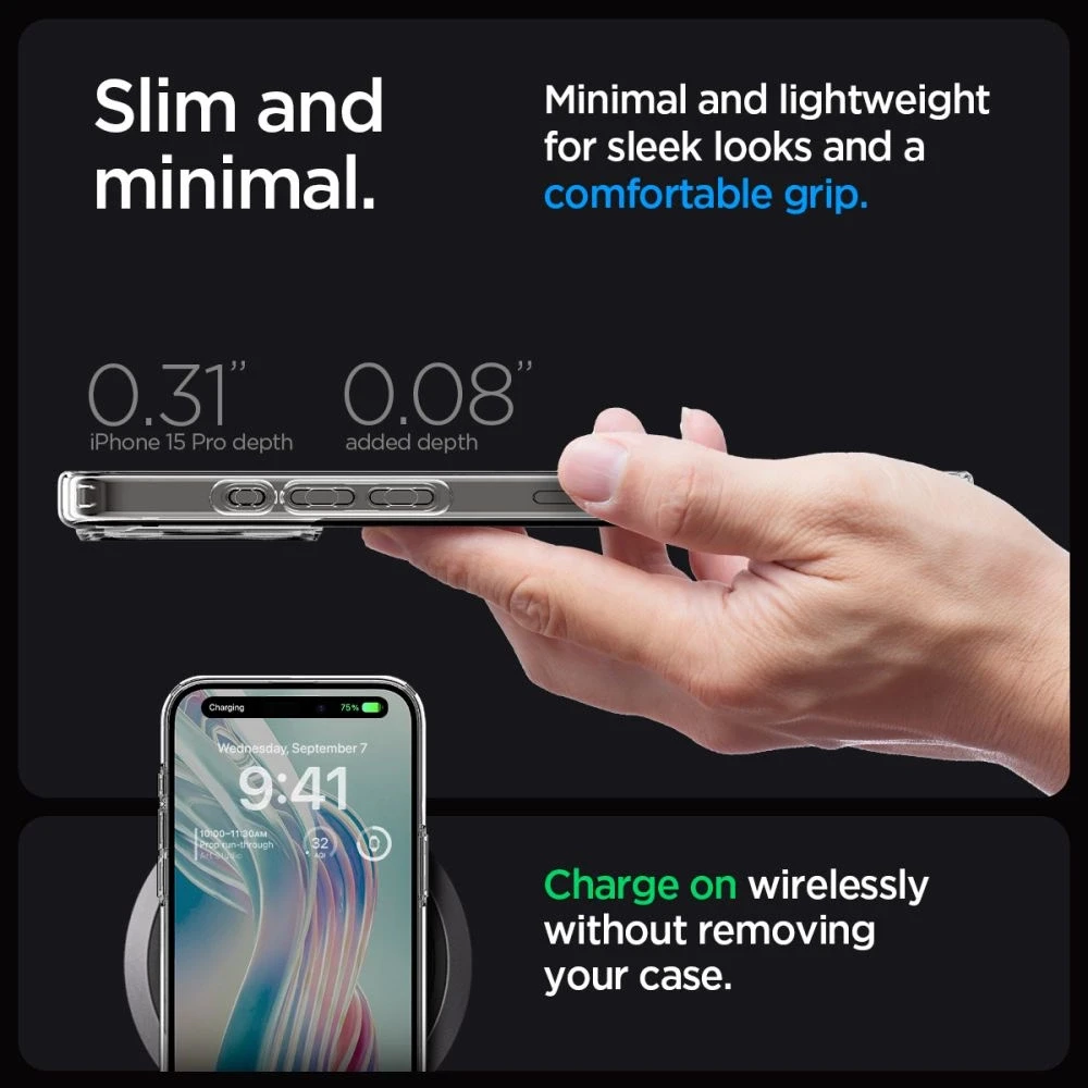Spigen Ultra Hybrid Matte dėklas skirtas Apple iPhone 15 Pro, spalva - Frost Clear