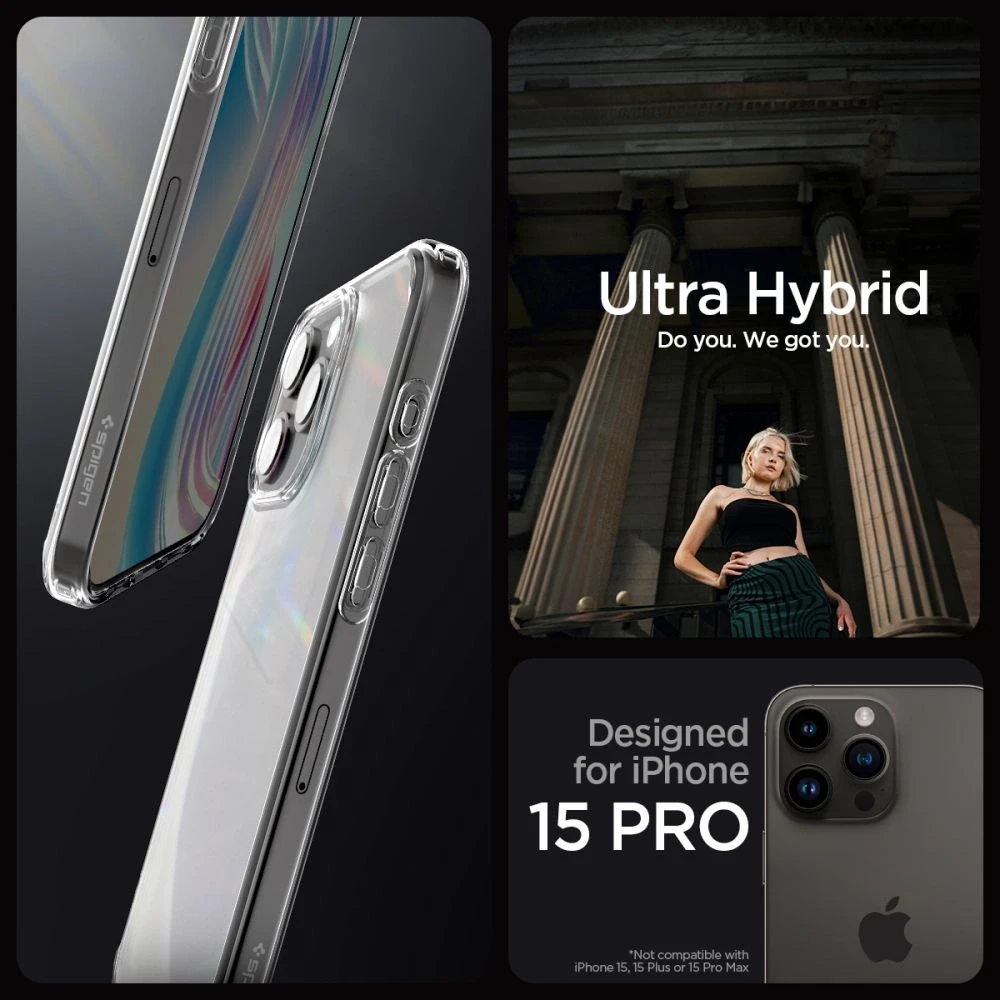 Spigen Ultra Hybrid Matte dėklas skirtas Apple iPhone 15 Pro, spalva - Frost Clear
