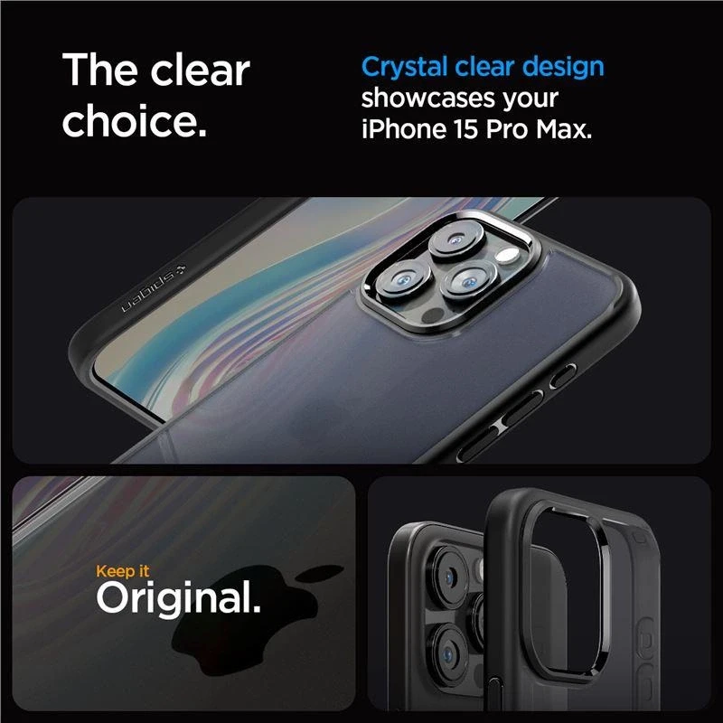 Spigen Ultra Hybrid Matte dėklas skirtas Apple iPhone 15 Pro Max, spalva - Frost Black