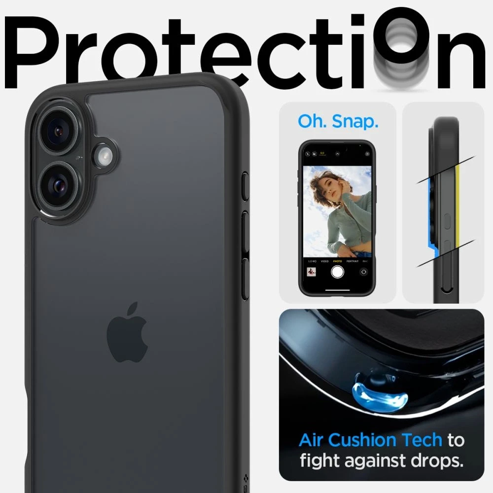 Dėklas Spigen Ultra Hybrid Apple iPhone 16 Plus 6.7″ matte juodos spalvos ACS08072