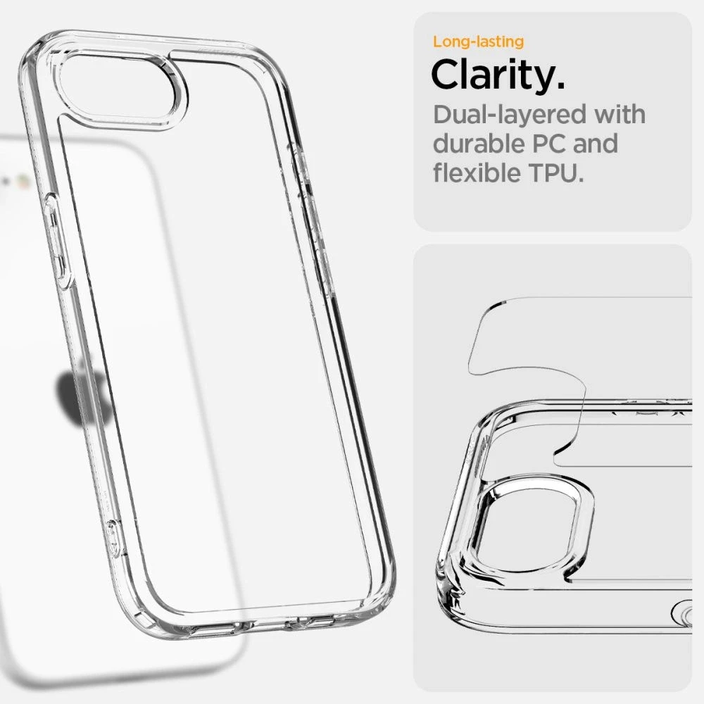 Spigen Ultra Hybrid iPhone 16e dėklas – skaidrus