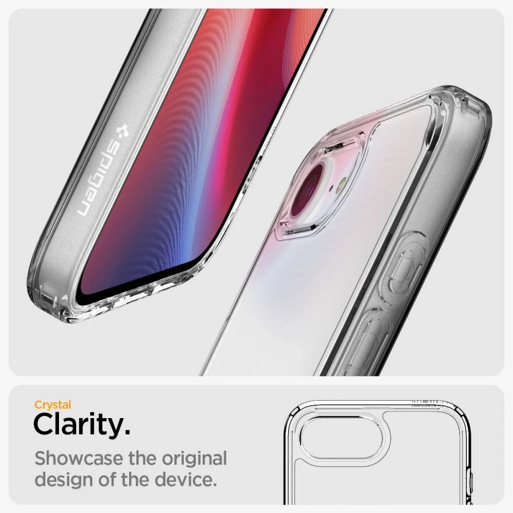 Spigen Ultra Hybrid iPhone 16e dėklas – skaidrus