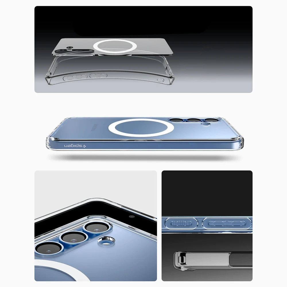 SPIGEN dėklas ULTRA HYBRID MAG suderinamas su MagSafe, skirtas S25 skaidrus / baltas