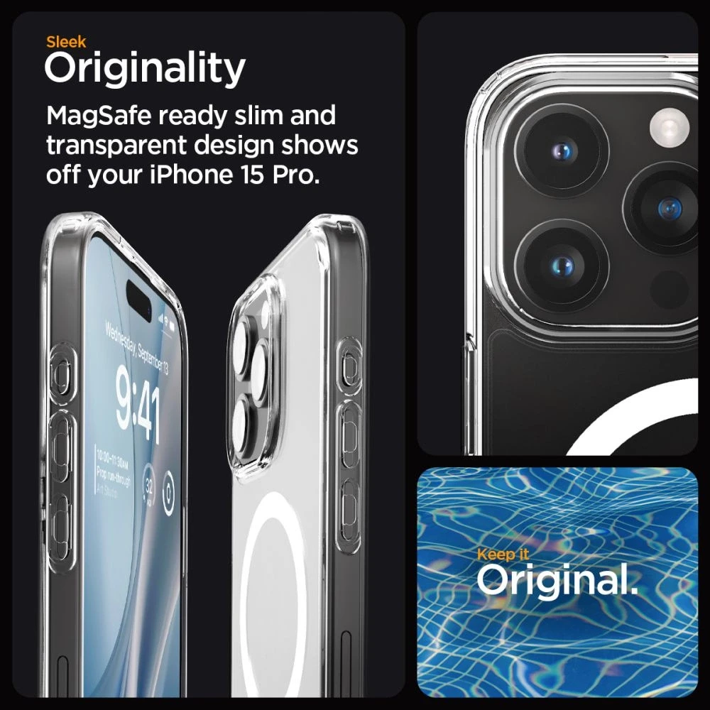 Spigen Ultra Hybrid (MagFit) dėklas skirtas Apple iPhone 15 Pro, spalva - Frost Clear