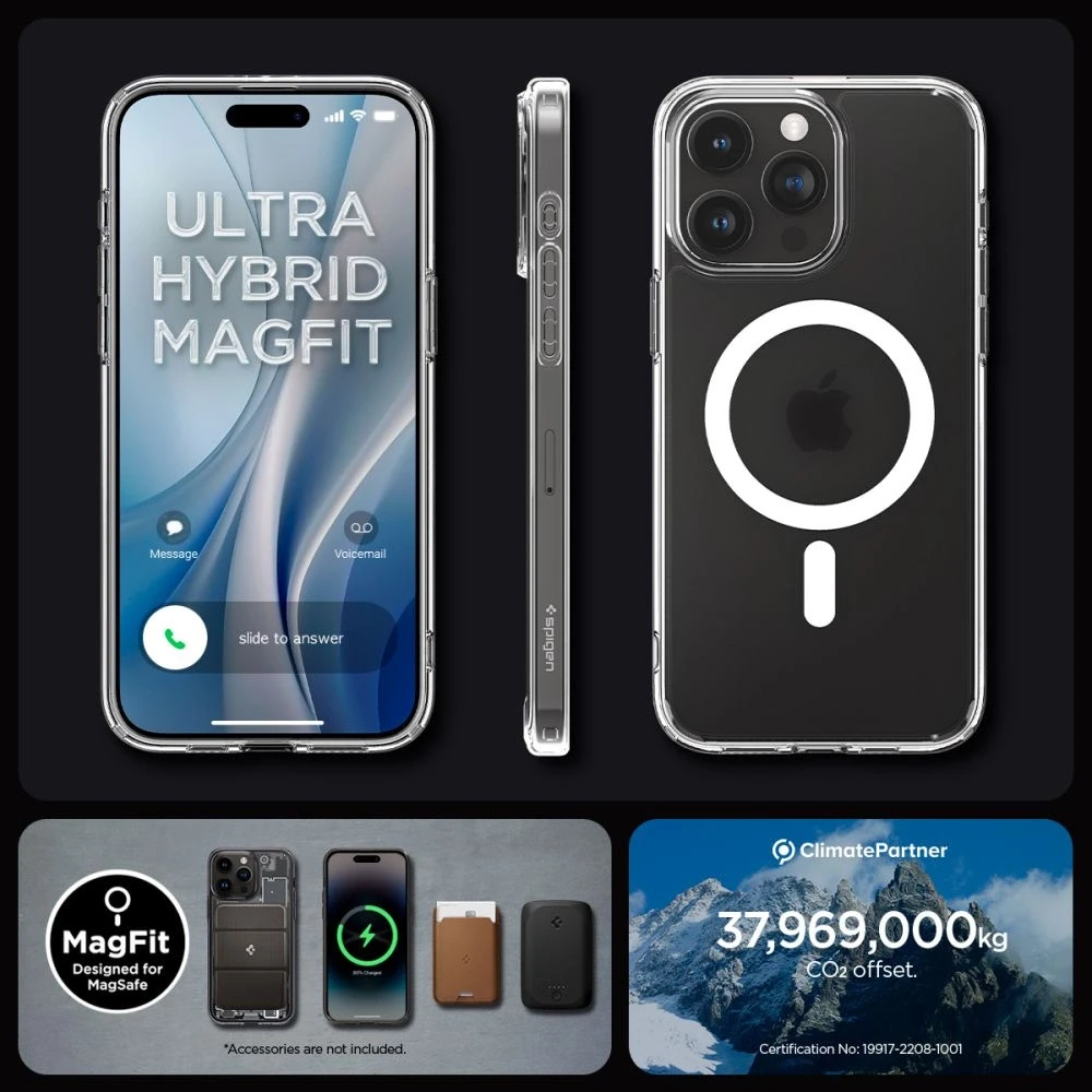 Spigen Ultra Hybrid (MagFit) dėklas skirtas Apple iPhone 15 Pro, spalva - Frost Clear