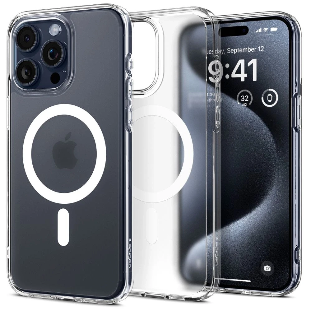 Spigen Ultra Hybrid (MagFit) dėklas skirtas Apple iPhone 15 Pro, spalva - Frost Clear