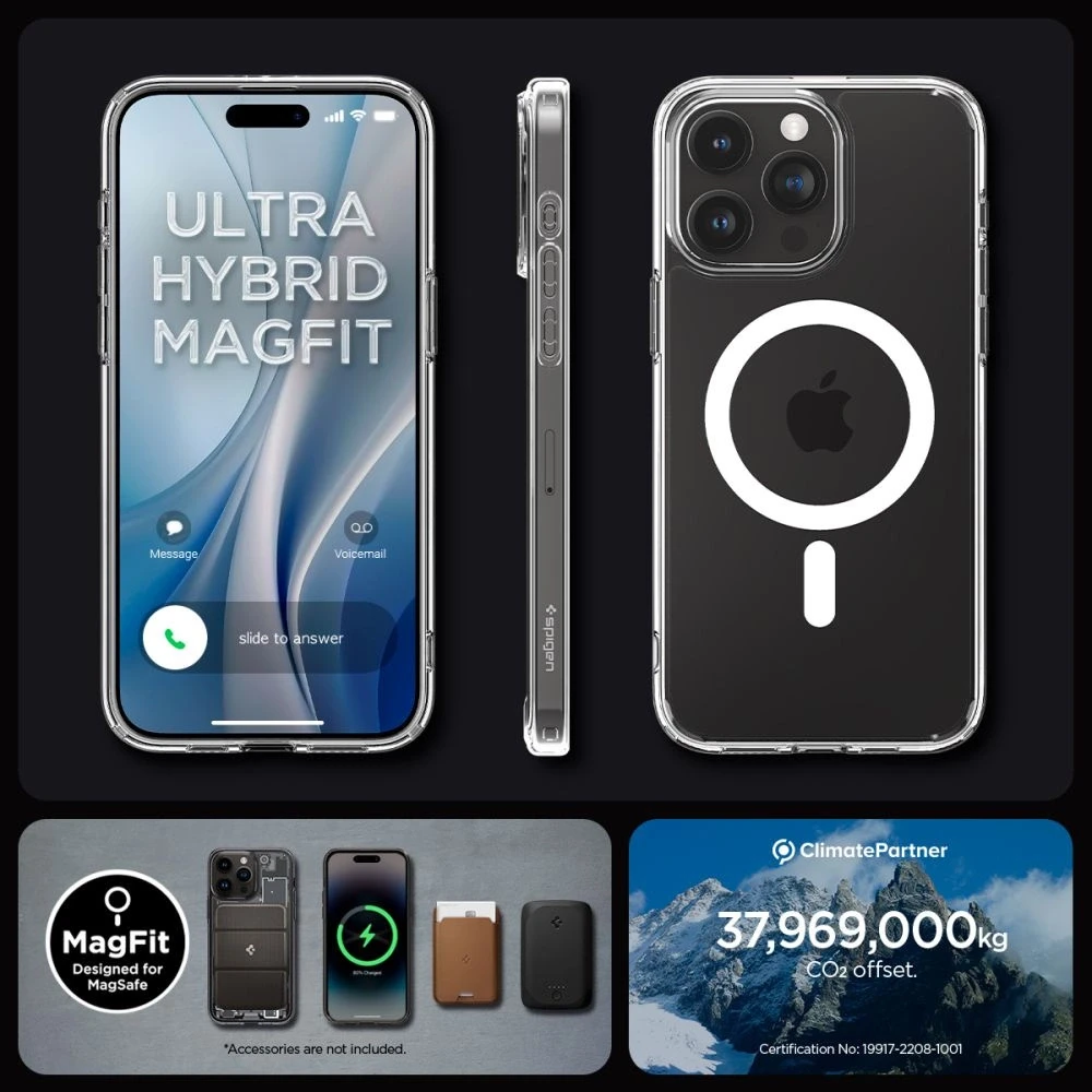 Spigen Ultra Hybrid (MagFit) dėklas skirtas Apple iPhone 15 Pro, Baltos spalvos