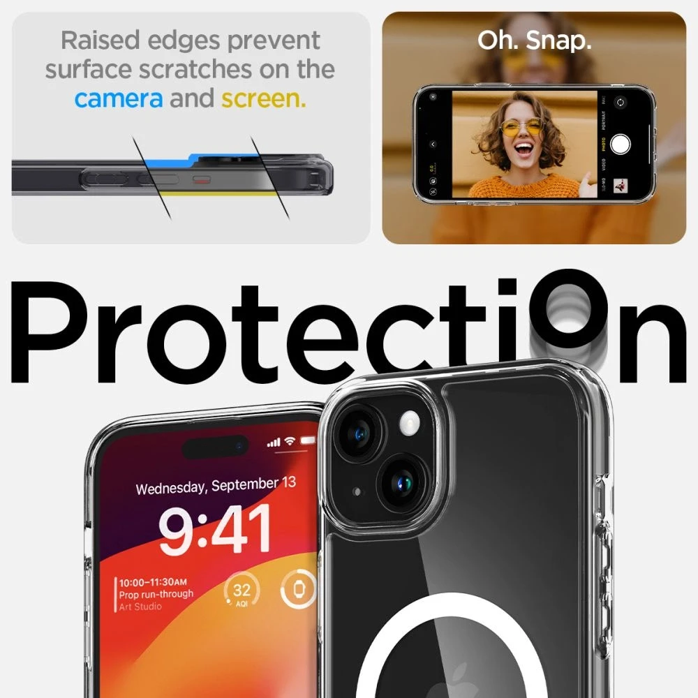 Spigen Ultra Hybrid (MagFit) dėklas skirtas Apple iPhone 15, spalva - Balta
