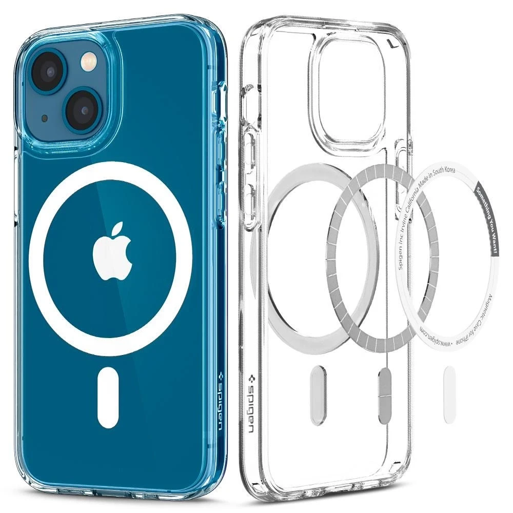 Spigen Ultra Hybrid (MagFit) dėklas skirtas Apple iPhone 13, spalva - Balta