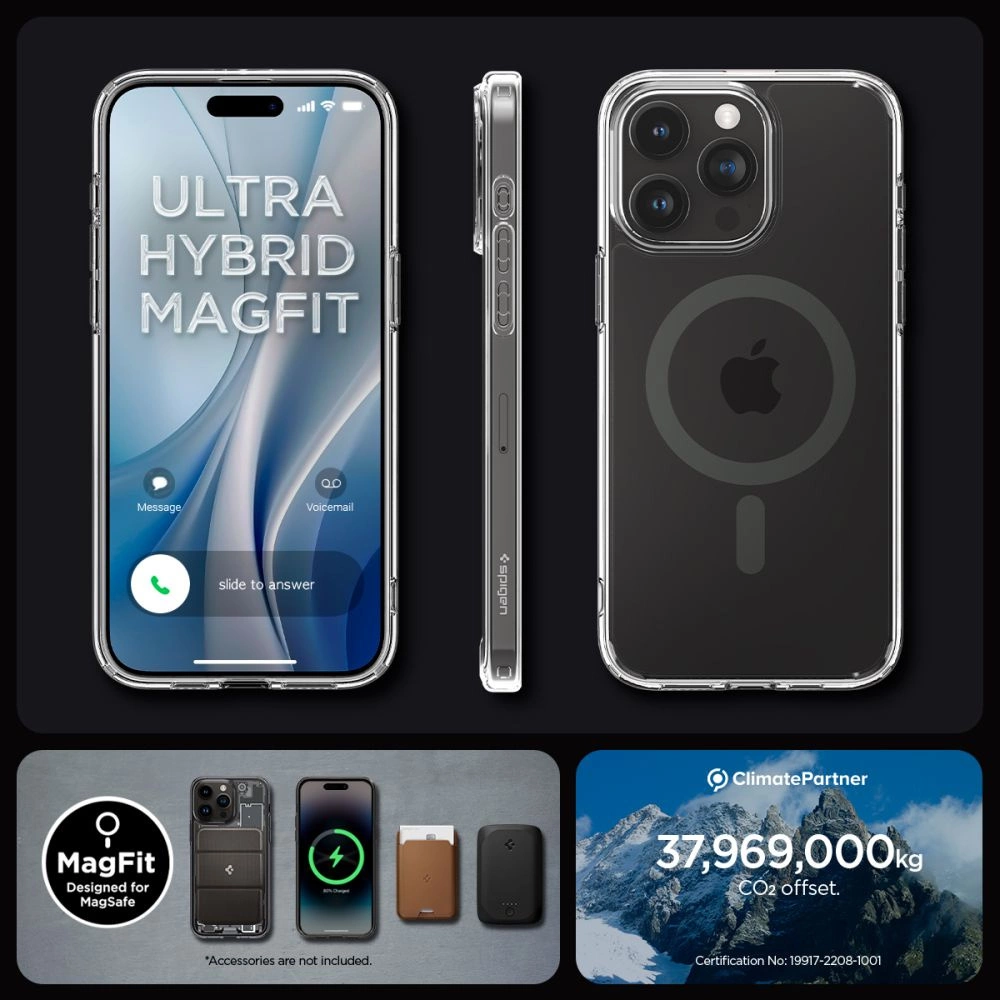 Spigen Ultra Hybrid (MagFit) dėklas skirtas Apple iPhone 15 Pro, Grafito spalvos